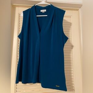 Calvin Klein Teal V-Neck Blouse